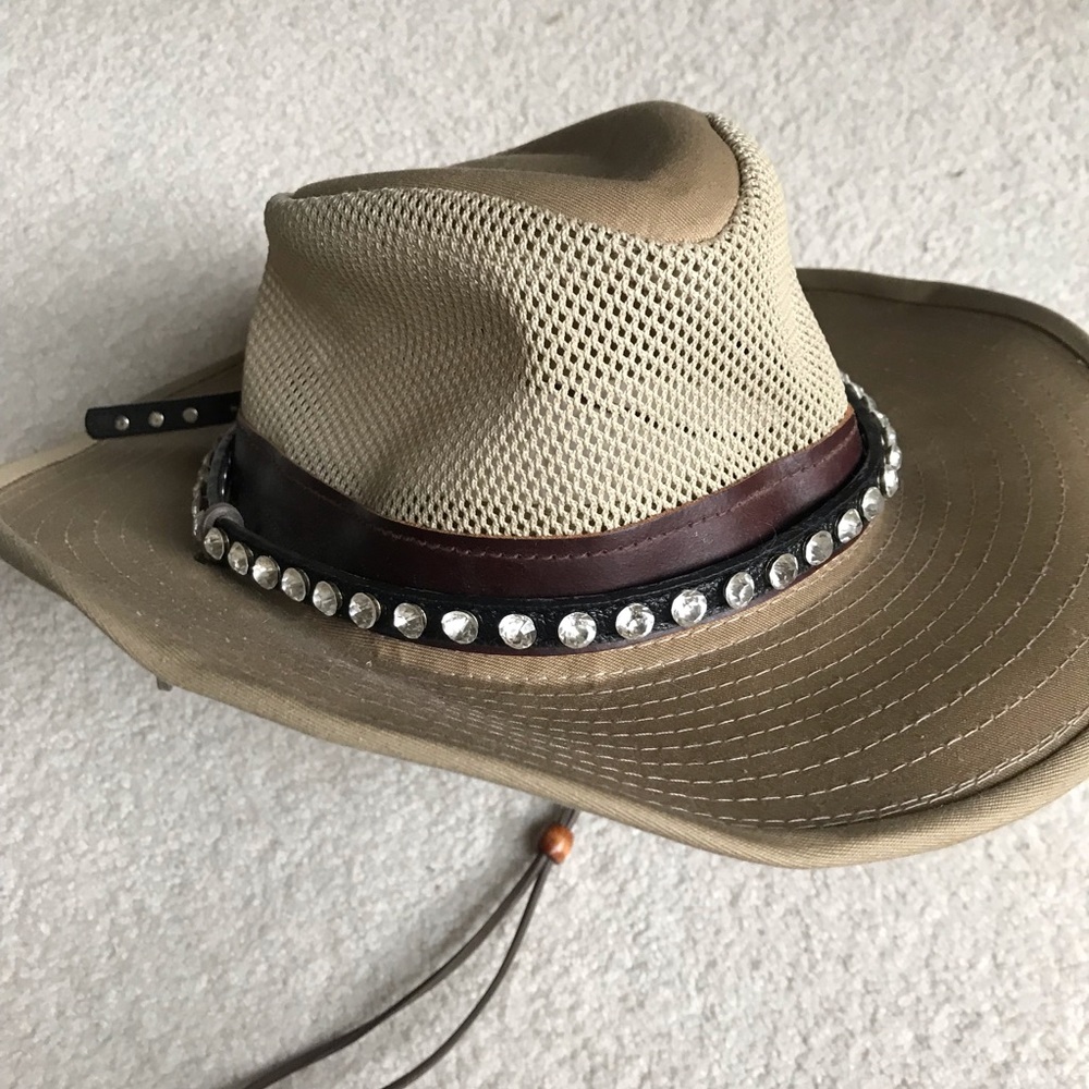 Crystal Rhinestone Studded Western Style Handmade Custom Australian Hat Sz Small